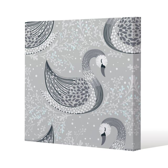 Benjamin Tate Design Decorative swans (Canvas Print) / 101 x 101 x 4cm in Natural - Size: 101 x 101 x 4 cm - image 1