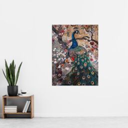 "Artery8 Mosaic Peacock in Flowers Tree Detailed Artwork Wall Art Print - Size: W18"" x H24""" - thumbnail 4