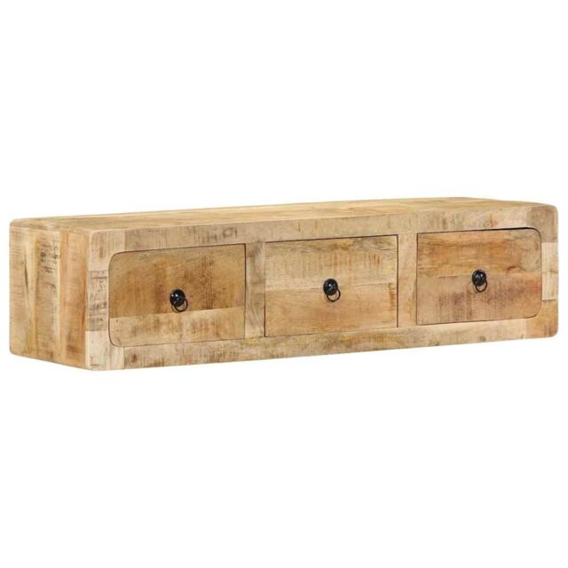 Berkfield Home Wall-mounted TV Cabinet 100x32x25 cm Solid Wood Rough Mango in Brown - Size: 100 x 32 x 25 cm - image 1