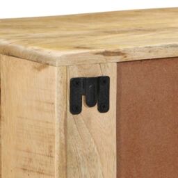 Berkfield Home Wall-mounted TV Cabinet 100x32x25 cm Solid Wood Rough Mango in Brown - Size: 100 x 32 x 25 cm - thumbnail 7