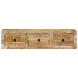Berkfield Home Wall-mounted TV Cabinet 100x32x25 cm Solid Wood Rough Mango in Brown - Size: 100 x 32 x 25 cm - thumbnail 2