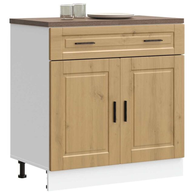 Berkfield Home Kitchen Base Cabinet¬†Porto Artisan Oak Engineered Wood in Brown - image 1