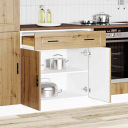 Berkfield Home Kitchen Base Cabinet¬†Porto Artisan Oak Engineered Wood in Brown - thumbnail 3
