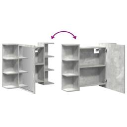Berkfield Home Bathroom Mirror Cabinet Concrete Grey 80x20.5x64 cm Engineered Wood - thumbnail 8