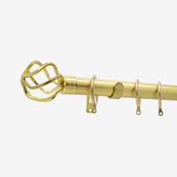 New Edge Blinds Brushed Gold 28mm Cage Fixed Length Metal Curtain Pole - Size: 70 cm - thumbnail 2