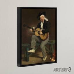 "Artery8 The Spanish Singer Portrait Manet Vintage Black Framed Canvas Wall Art in Brown - Size: W12"" x H16""" - thumbnail 2