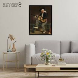 "Artery8 The Spanish Singer Portrait Manet Vintage Black Framed Canvas Wall Art in Brown - Size: W12"" x H16""" - thumbnail 3
