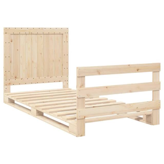 Berkfield Home Beautiful Bed Frame without Mattress with Headboard 100x200 cm So in Natural - image 1