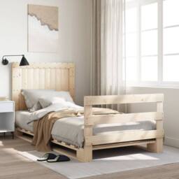 Berkfield Home Beautiful Bed Frame without Mattress with Headboard 100x200 cm So in Natural - thumbnail 2