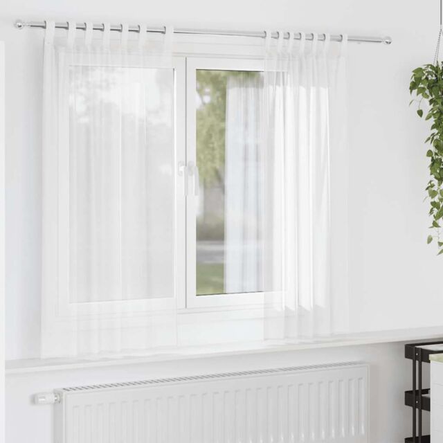 Berkfield Home Voile Curtains with Loops 2 pcs White 140x175 cm - image 1