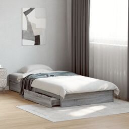 Berkfield Home Bed Frame with Drawers without Mattress Grey Sonoma 90x190 cm Single - thumbnail 1