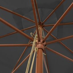 Berkfield Home Garden Parasol with Wooden Pole Anthracite 300x300x273 cm in Black - Size: 300 x 300 x 273 cm - thumbnail 5