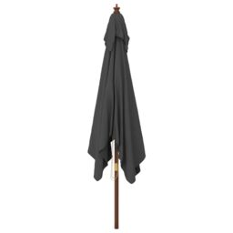 Berkfield Home Garden Parasol with Wooden Pole Anthracite 300x300x273 cm in Black - Size: 300 x 300 x 273 cm - thumbnail 4