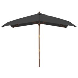 Berkfield Home Garden Parasol with Wooden Pole Anthracite 300x300x273 cm in Black - Size: 300 x 300 x 273 cm - thumbnail 3