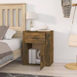 Berkfield Home Bedside Cabinet Smoked Oak 50x36x60 cm Engineered Wood in Brown - Size: 50 x 36 x 60 cm - thumbnail 3