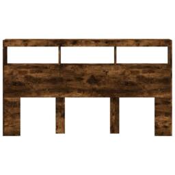 Berkfield Home Headboard Cabinet with LED Smoked Oak 180x17x102 cm in Brown - Size: 180 x 17 x 102 cm - thumbnail 6