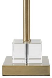 Orsina Antique Brass Leaf Table Lamp with Grey Shade, Textured Metal Leaves on Crystal Base, Luxe Accent Table Lamp in Gold - thumbnail 5