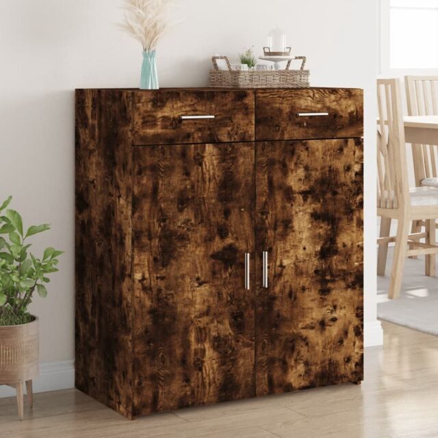 Berkfield Home Sideboard Smoked Oak 80x42.5x93 cm Engineered Wood in Brown - image 1