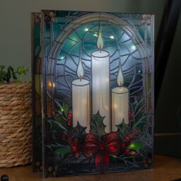 Samuel Alexander 28cm Glass Christmas Decoration with Candles & White LEDs - thumbnail 2