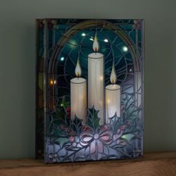 Samuel Alexander 28cm Glass Christmas Decoration with Candles & White LEDs - thumbnail 4