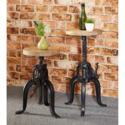 Indian Hub Cosmo Industrial Small Crank Table L30xW30xH50cm (Extendable - 70 cm) in Brown - thumbnail 2