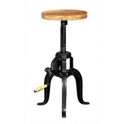 Indian Hub Cosmo Industrial Small Crank Table L30xW30xH50cm (Extendable - 70 cm) in Brown - thumbnail 1