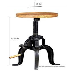 Indian Hub Cosmo Industrial Small Crank Table L30xW30xH50cm (Extendable - 70 cm) in Brown - thumbnail 3