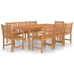 Berkfield Home 9 Piece Garden Dining Set Solid Teak Wood in Brown - thumbnail 2