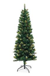 Neel Blue Pre-Lit Christmas Tree, Artificial Slim Xmas Tree with Warm LEDs in Green - Size: 5ft - thumbnail 1
