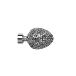 New Edge Blinds 28mm Fixed Length Metal Eyelet Curtain Pole Set - Alexia Finial in Metallic Silver - Size: 240 cm - thumbnail 2