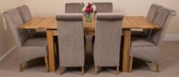 Thats Furniture Richmond 140-220cm Oak Extending Dining Table + 8 Montana Fabric Chairs in Grey - thumbnail 2