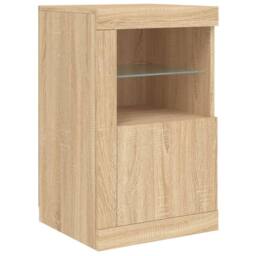 Berkfield Home Sideboard with LED Lights Sonoma Oak 123x37x67 cm in Light Oak - Size: 123 x 37 x 67 cm - thumbnail 9