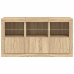Berkfield Home Sideboard with LED Lights Sonoma Oak 123x37x67 cm in Light Oak - Size: 123 x 37 x 67 cm - thumbnail 6