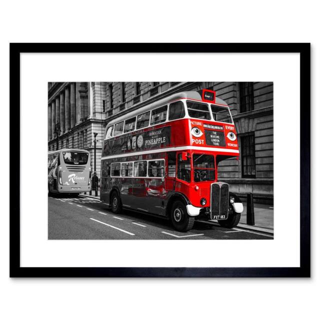 "Artery8 Composition Antique Routemaster London Bus Framed Art Print in Red - Size: W12"" x H16""" - image 1