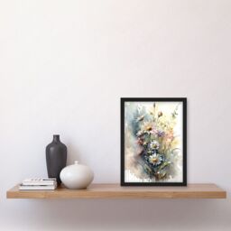 Artery8 Wild Flower Daisies in Bloom Modern Boho Watercolour Painting Artwork Framed Wall Art Print A4 in Black - thumbnail 2