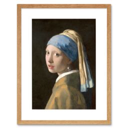 "Artery8 Wall Art Print Johannes Vermeer with a Pearl Earring Reproduction Painting Artwork Framed 9X7 Inch in Beige - Size: W7"" x H9""" - thumbnail 1