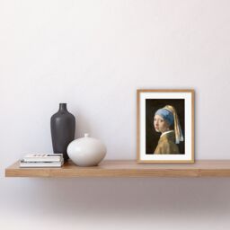 "Artery8 Wall Art Print Johannes Vermeer with a Pearl Earring Reproduction Painting Artwork Framed 9X7 Inch in Beige - Size: W7"" x H9""" - thumbnail 2