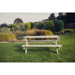 Churnet Valley Garden Furniture Ltd Picnic Table - L179.5 x W143.5 x H76 cm - Partially Assembled in Brown - thumbnail 2