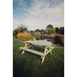 Churnet Valley Garden Furniture Ltd Picnic Table - L179.5 x W143.5 x H76 cm - Partially Assembled in Brown - thumbnail 1
