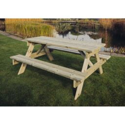 Churnet Valley Garden Furniture Ltd Picnic Table - L179.5 x W143.5 x H76 cm - Partially Assembled in Brown - thumbnail 3
