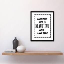 Artery8 Life Is Beautiful & l Have Time Bright Simple Framed Wall Art Print in White - Size: A4 - thumbnail 4