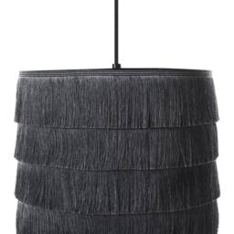 Wyld and Coco Black Fringe Pendant Lamp Polyester Fringe Shade on Iron Frame - thumbnail 2