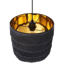 Wyld and Coco Black Fringe Pendant Lamp Polyester Fringe Shade on Iron Frame - thumbnail 4