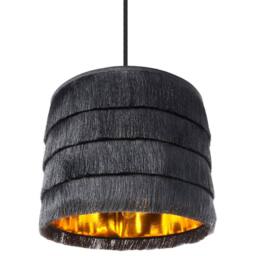 Wyld and Coco Black Fringe Pendant Lamp Polyester Fringe Shade on Iron Frame - thumbnail 5