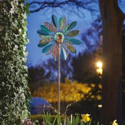 mysmartbuy Daisy Wind Spinner with Solar Powered LED Crackle Glass Globe - thumbnail 4