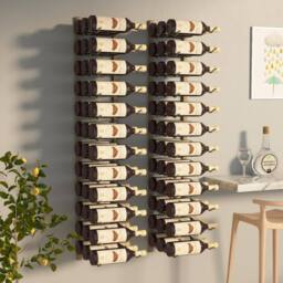 Berkfield Home Wall Mounted Wine Rack for 36 Bottles 2 pcs Gold Iron - thumbnail 2
