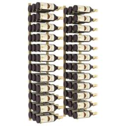 Berkfield Home Wall Mounted Wine Rack for 36 Bottles 2 pcs Gold Iron - thumbnail 3