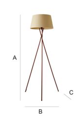 ValueLights Camden Copper Metal Tripod Floor Lamp with Tapered Shade & LED Bulb in Beige - thumbnail 7