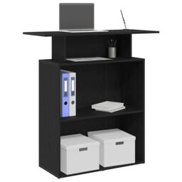 Berkfield Home Reception Desk Black 100x40x104 cm Engineered Wood - Size: 100 x 40 x 104 cm - thumbnail 1