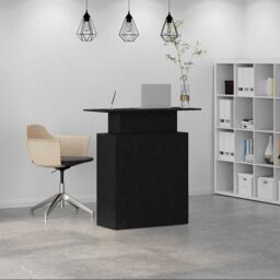Berkfield Home Reception Desk Black 100x40x104 cm Engineered Wood - Size: 100 x 40 x 104 cm - thumbnail 3